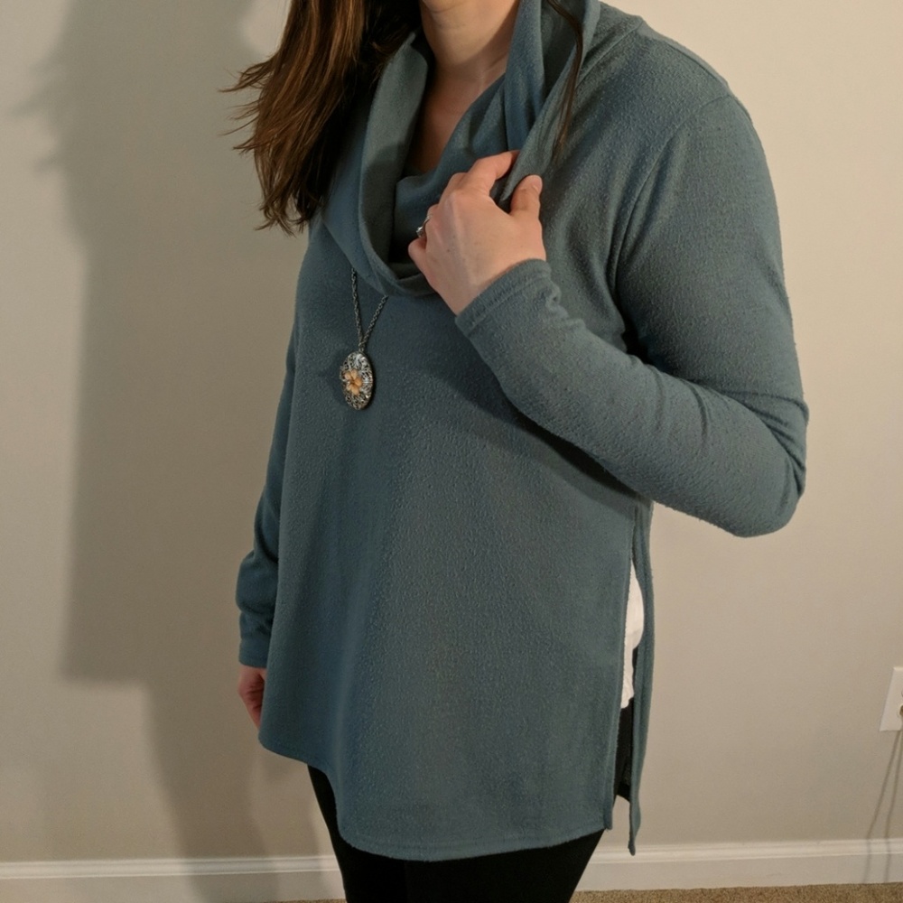 [ Cherish - Boutique ] Cowl Neck Slit Sweater